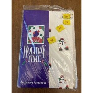 Vintage Holiday Time Snowman, Snowflake Tights Decorative Panty Hose Sealed New